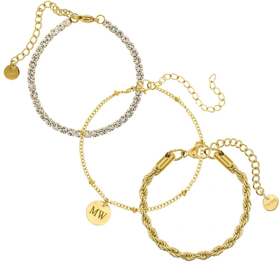 Armbanden Finaste | Tennis Armparty Met Gravering Goldplated