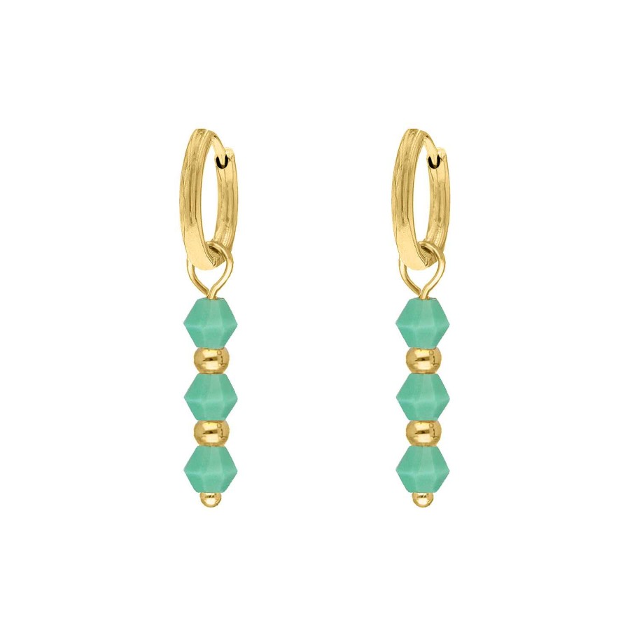 Oorbellen Finaste | Oorbellen Green Beads Goldplated