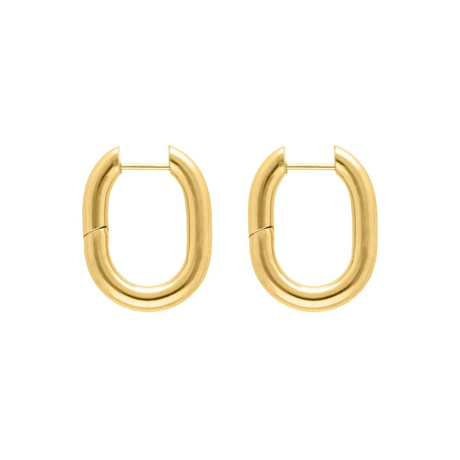 Oorbellen Finaste | Chunky Oval Hoop Earrings Goldplated