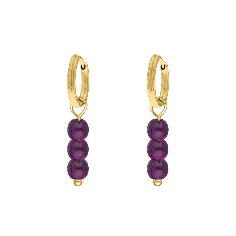 Oorbellen Finaste | Earrings Hot Purple Goldplated