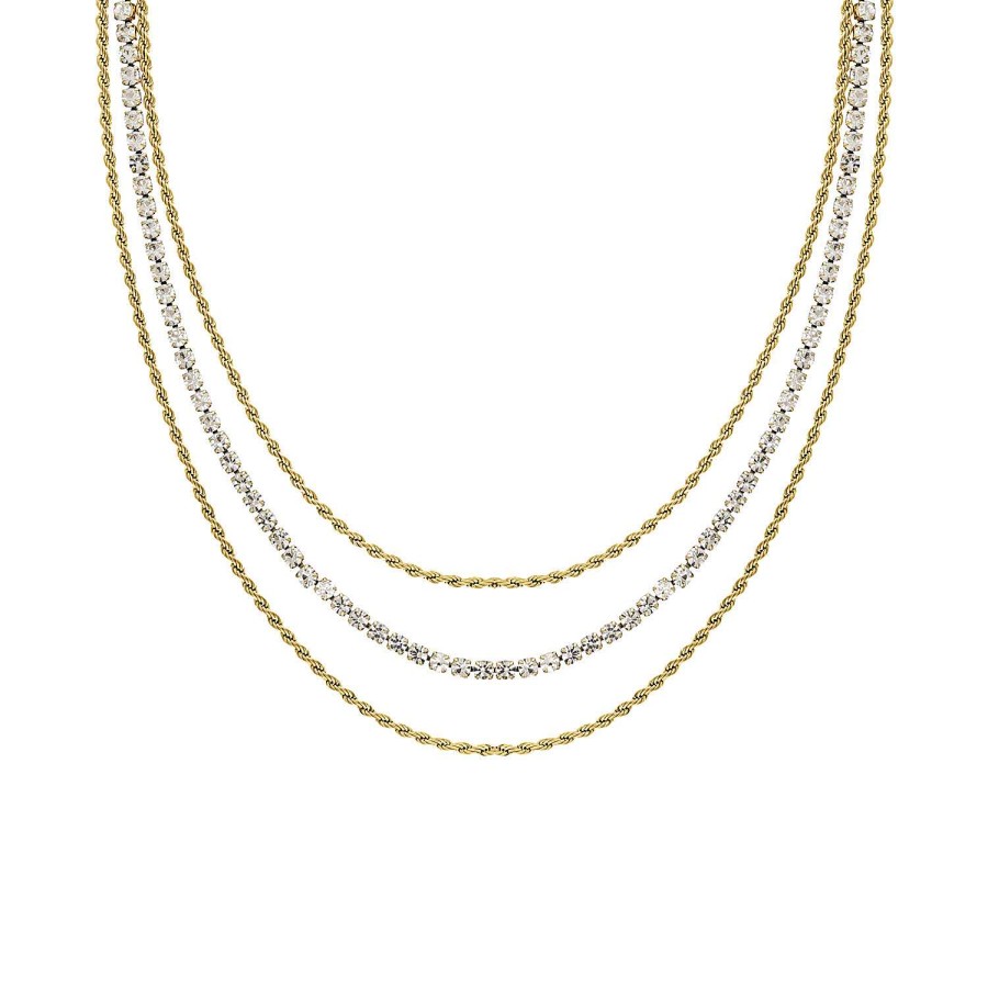 Kettingen Finaste | Triple Chain & Tennis Necklace Goudkleurig