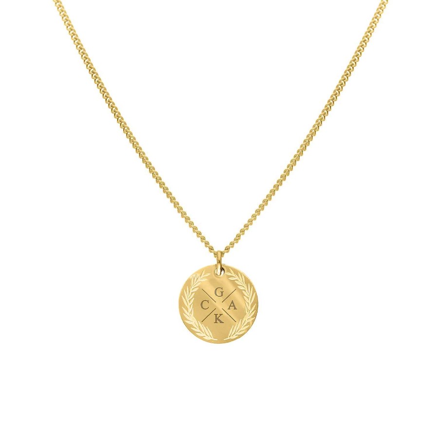 Kettingen Finaste | Coin Necklace 4 Initials Goldplated