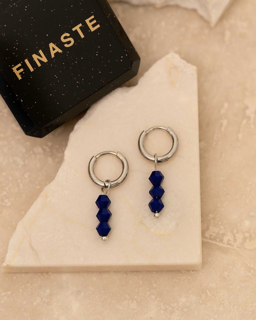 Oorbellen Finaste | Earrings Triple Blue Beads