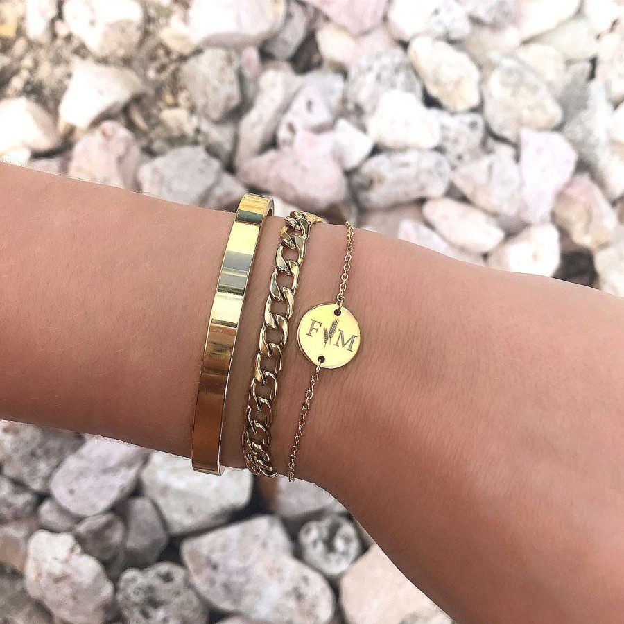 Armbanden Finaste | Twee Initialen Armband Goud Kleurig