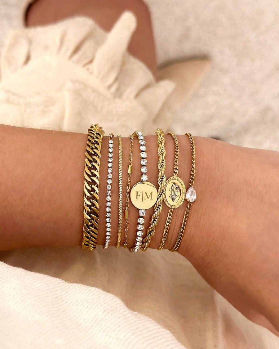 Armbanden Finaste | Armband Schakeltjes Mix Goudkleurig