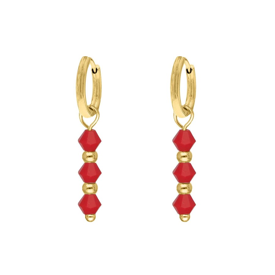 Oorbellen Finaste | Oorbellen Red Beads Goldplated