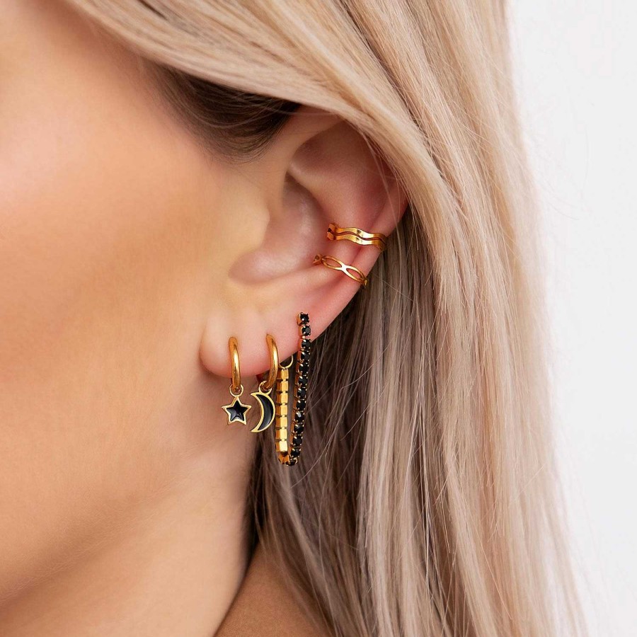 Oorbellen Finaste | Ear Cuff Waves Kleur Goud