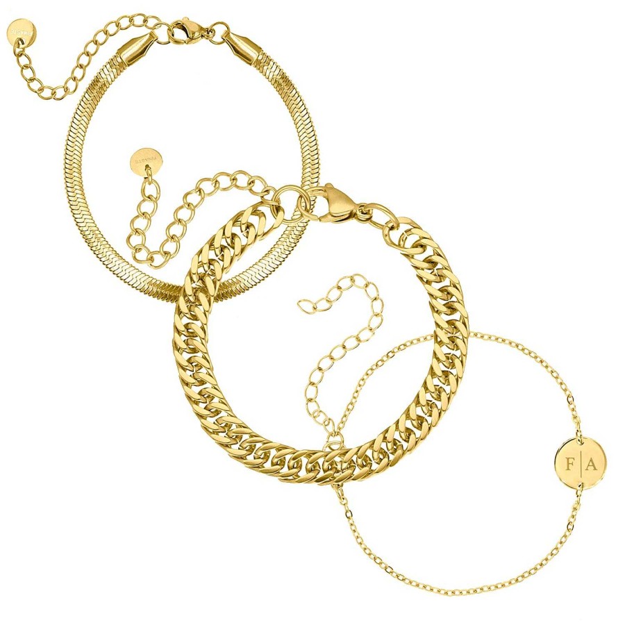 Sieraden Sets Finaste | Chain Armparty Met Initialen Kleur Goud