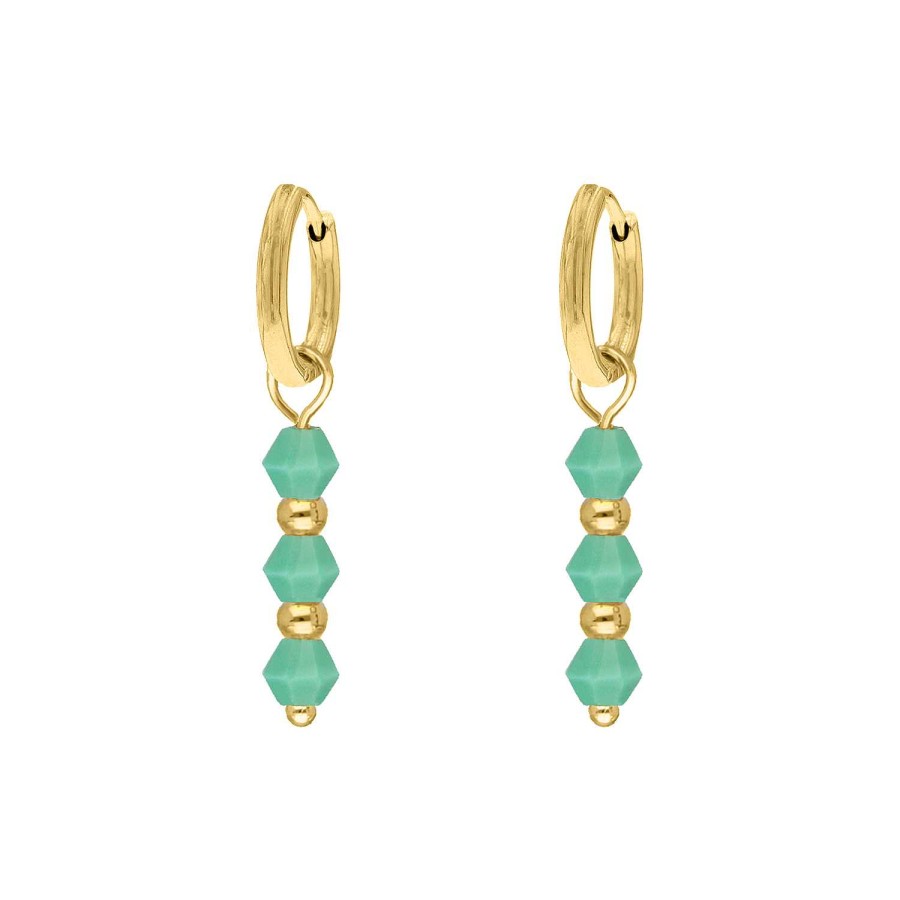 Oorbellen Finaste | Oorbellen Green Beads Goldplated