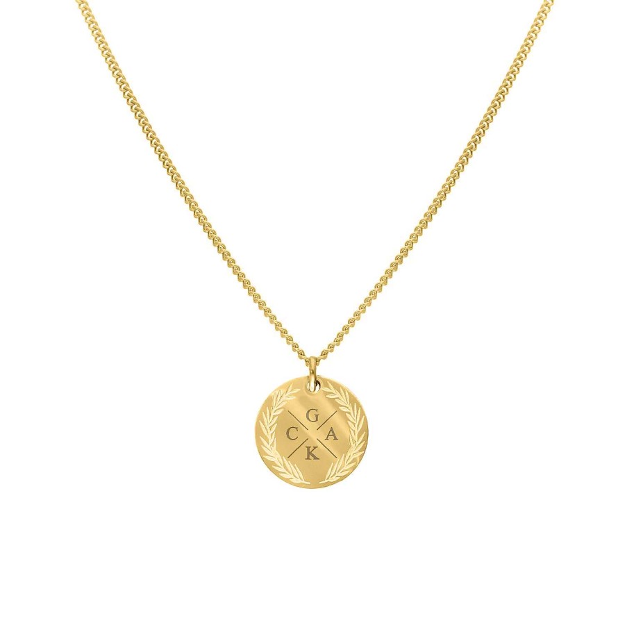 Kettingen Finaste | Coin Necklace 4 Initials Goldplated