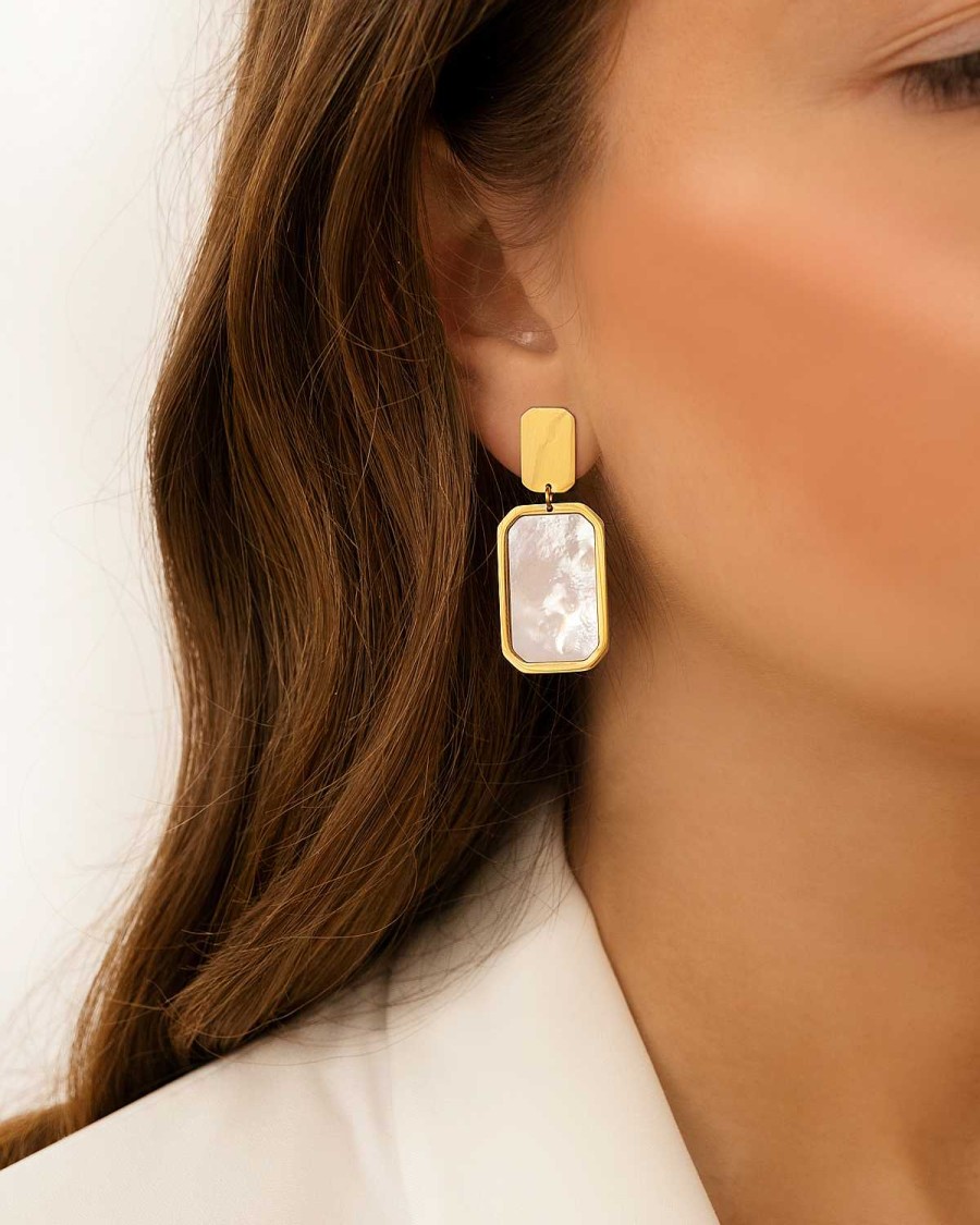 Oorbellen Finaste | Earrings Luxury Rectangle Goldplated