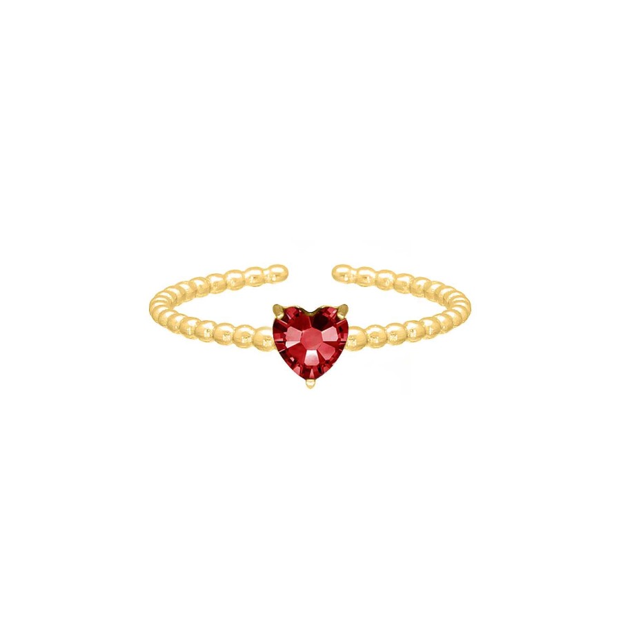 Ringen Finaste | Birthstone Heart Ring Goldplated