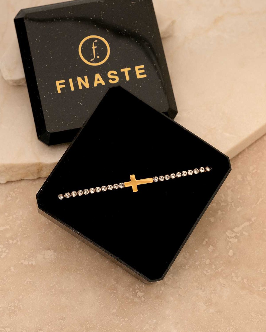 Kettingen Finaste | Cross & Tennis Necklace Goldplated