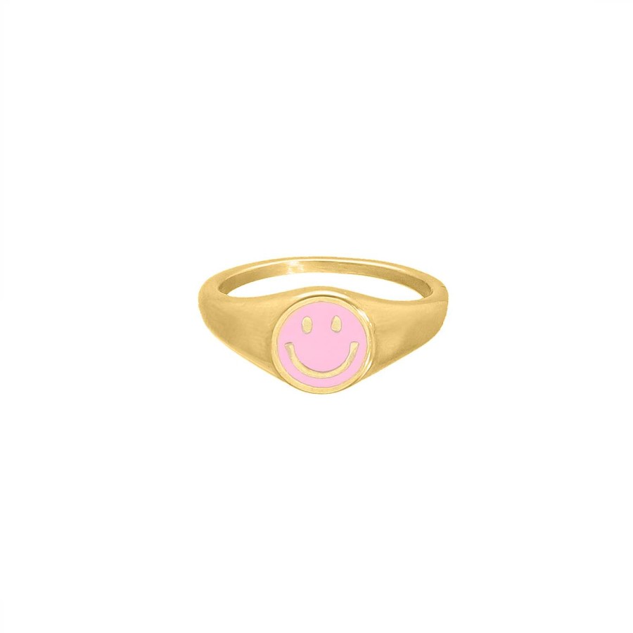 Ringen Finaste | Smiley Ring Roze Goldplated