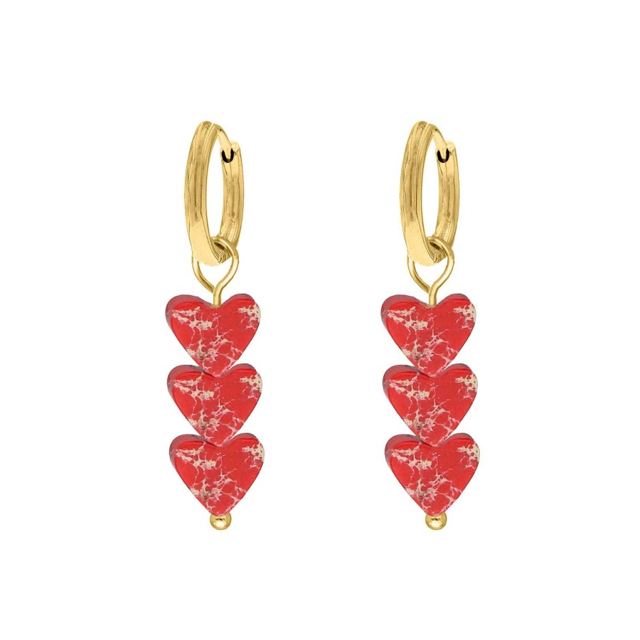 Oorbellen Finaste | Oorbellen Red Love Goudkleurig