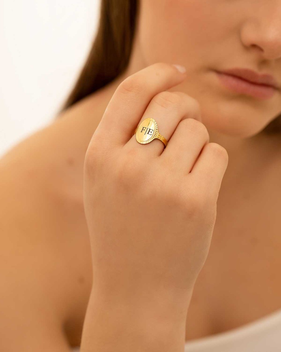 Ringen Finaste | Verstelbare Initial Ring Vintage Goudkleurig