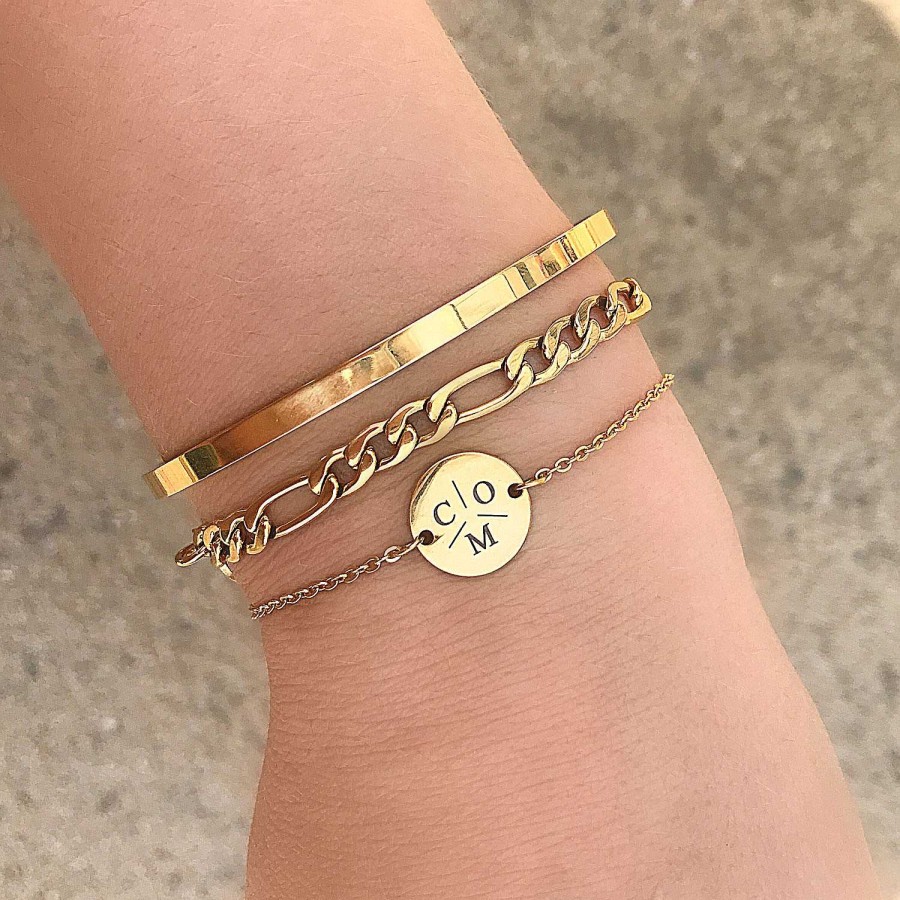 Armbanden Finaste | Armband Met Drie Letters Goud Kleurig