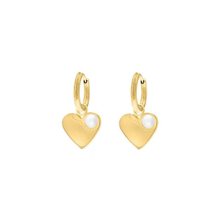 Oorbellen Finaste | Heart & Pearl Earrings Goldplated