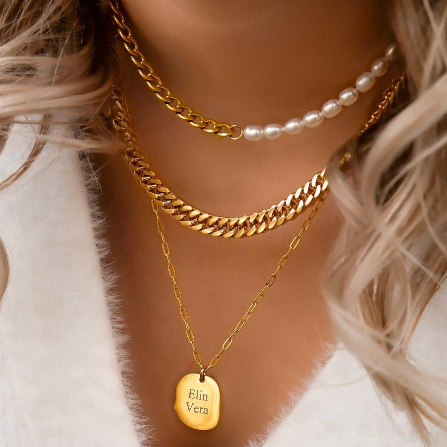 Kettingen Finaste | Graveerbare Ketting Charm Goud Kleurig