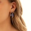 Oorbellen Finaste | Earrings Triple Stones Blue Goldplated