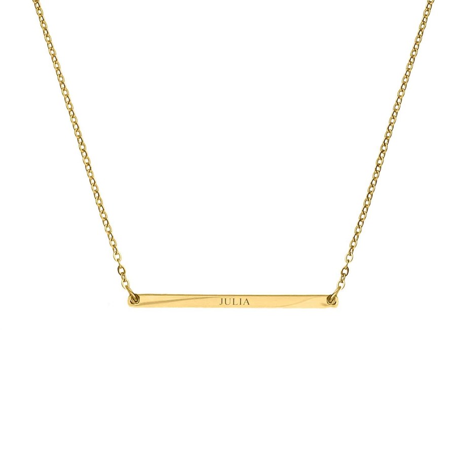 Kettingen Finaste | Minimalistische Graveerbare Bar Ketting Goudkleurig