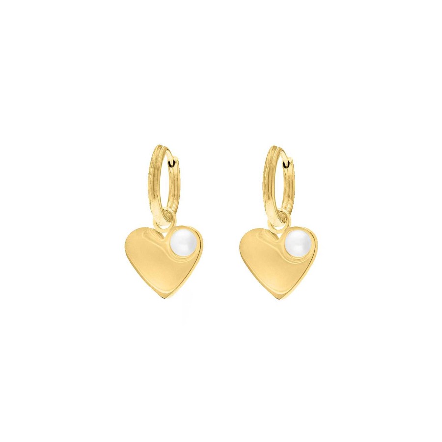 Oorbellen Finaste | Heart & Pearl Earrings Goldplated