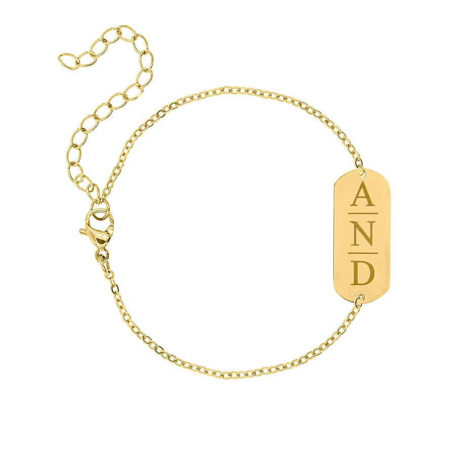 Armbanden Finaste | Bar Armband Graveren 3 Letters Gold Plated