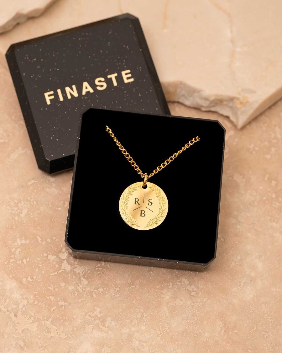 Kettingen Finaste | Coin Necklace 3 Initials Goldplated