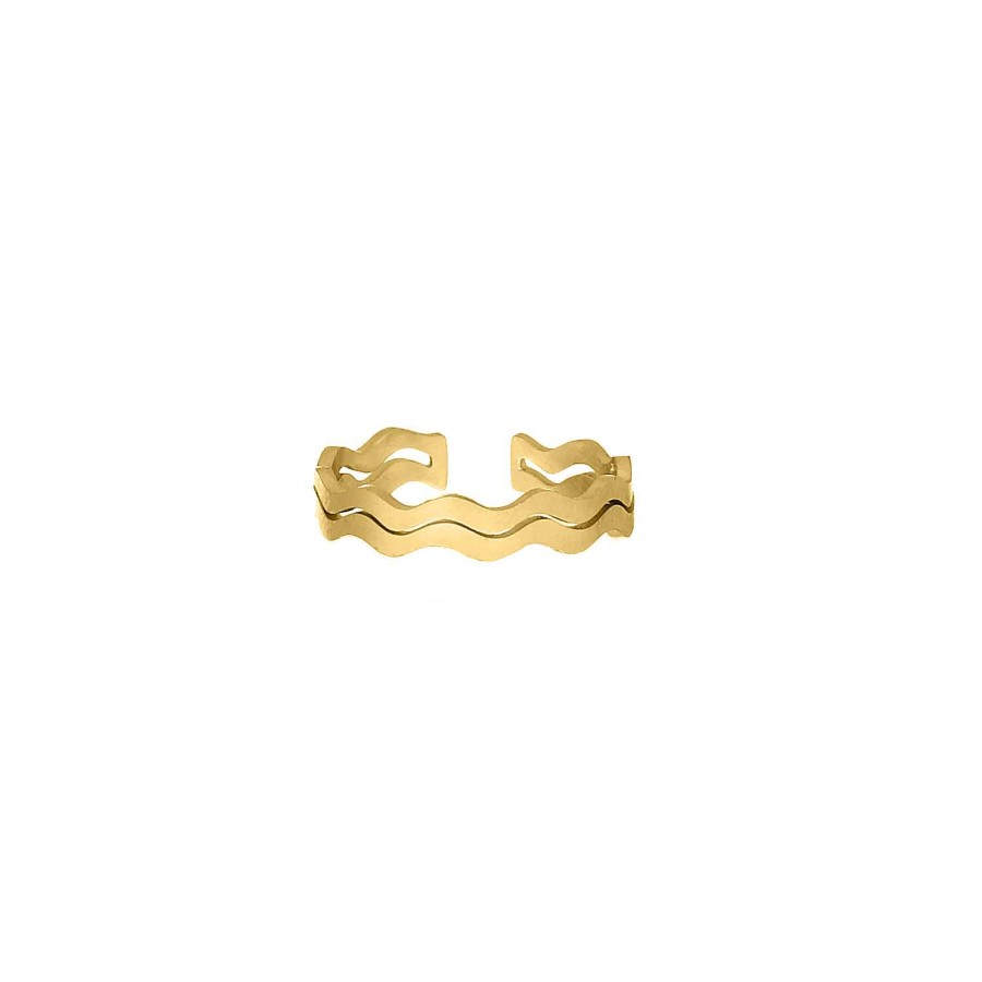 Ringen Finaste | Ring Double Waves Goudkleurig