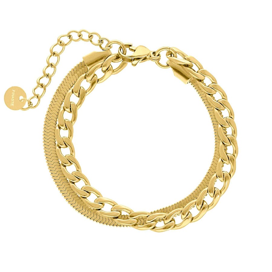 Armbanden Finaste | Dubbele Schakelarmband Goud Kleurig