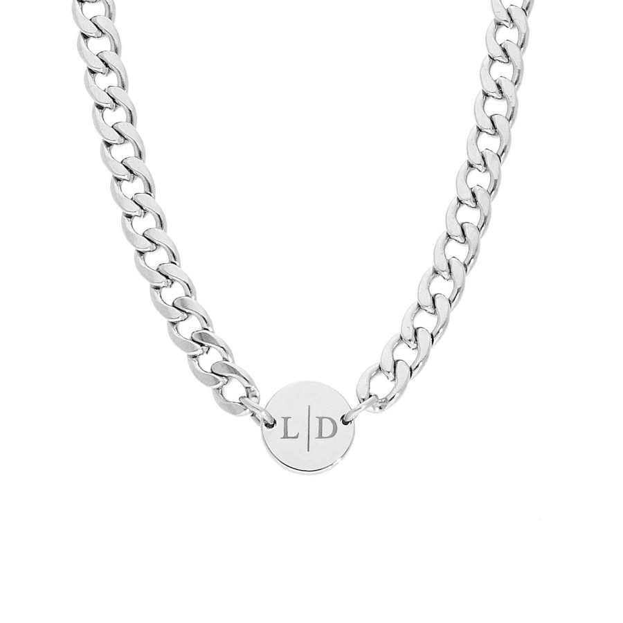 Kettingen Finaste | Ketting Chunky 2 Initials Kleur Zilver