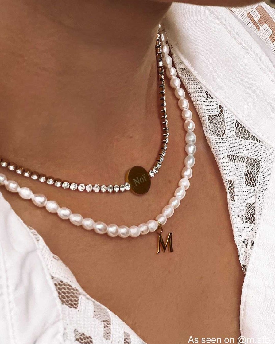 Kettingen Finaste | Pearl Initial Ketting Goudkleurig