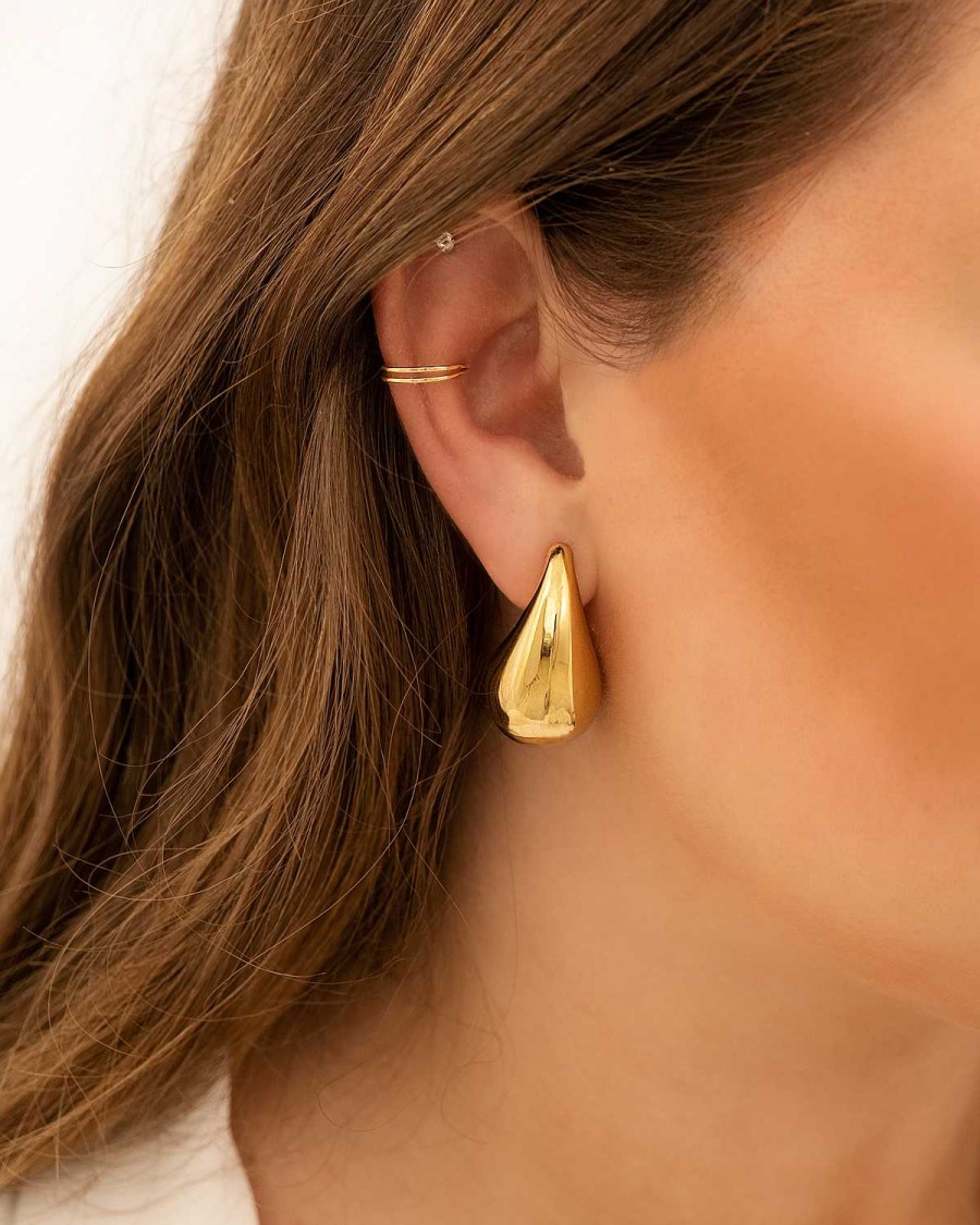 Oorbellen Finaste | Dubbele Ear Cuff Goudkleurig