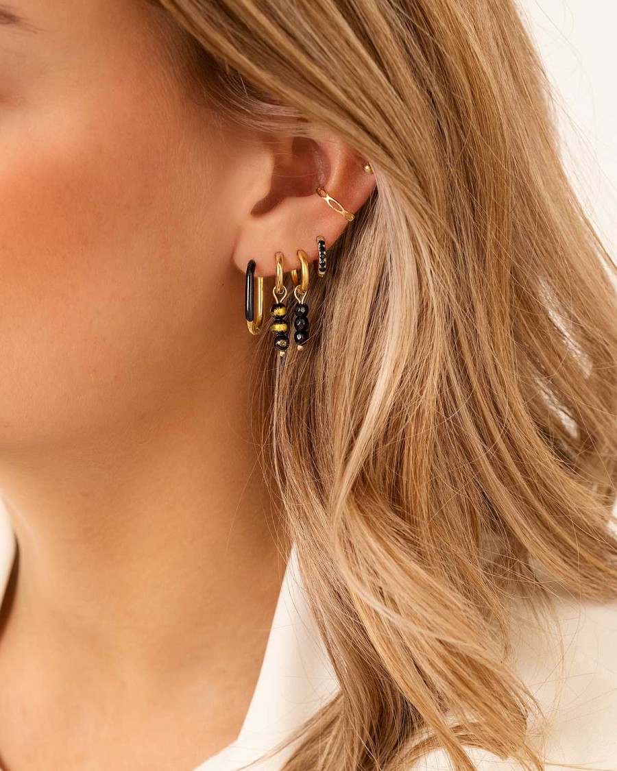 Oorbellen Finaste | Hot Summer Oval Hoops Black