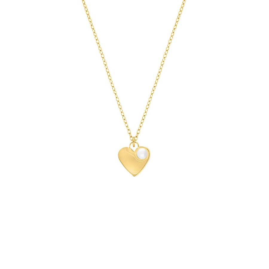 Kettingen Finaste | Heart & Pearl Necklace Goldpated