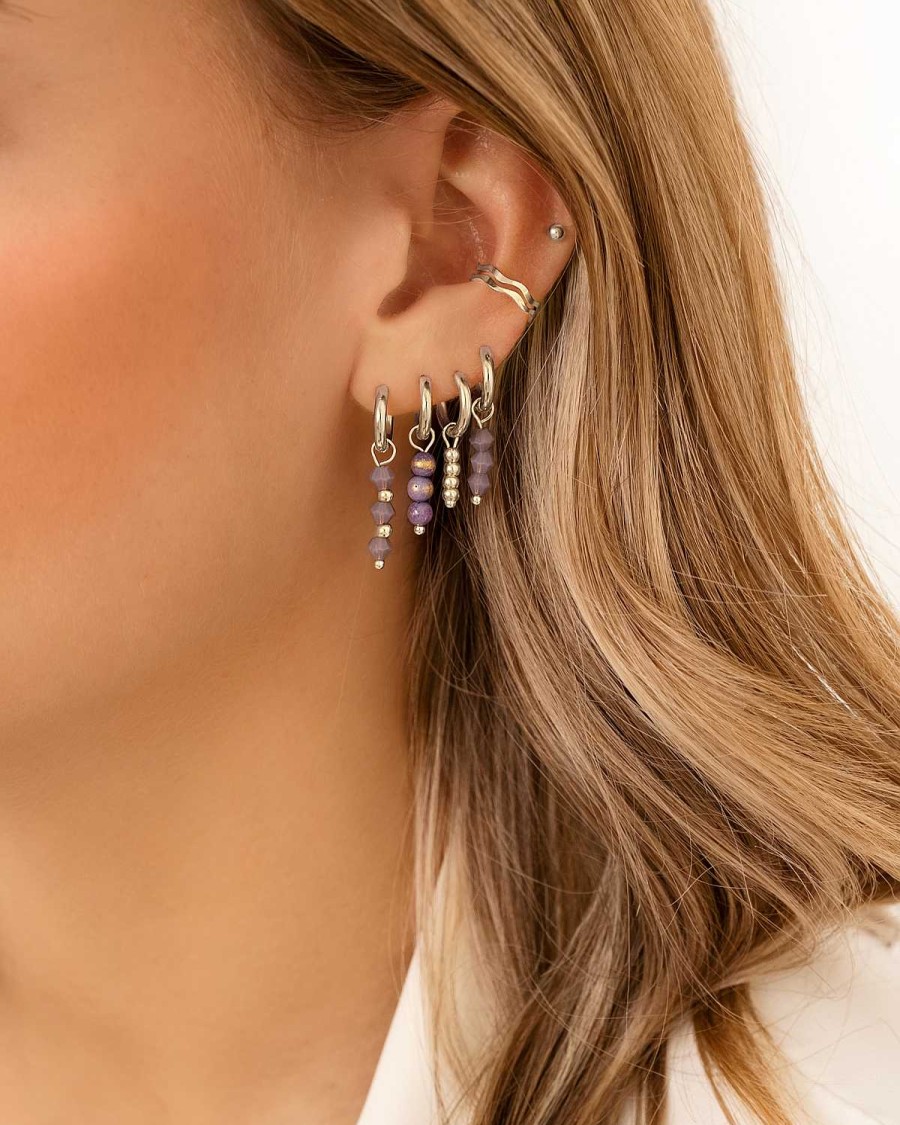 Oorbellen Finaste | Earrings Triple Lila Beads