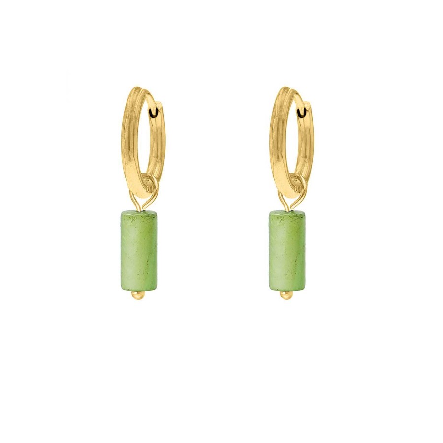 Oorbellen Finaste | Green Shell Earrings Goldplated