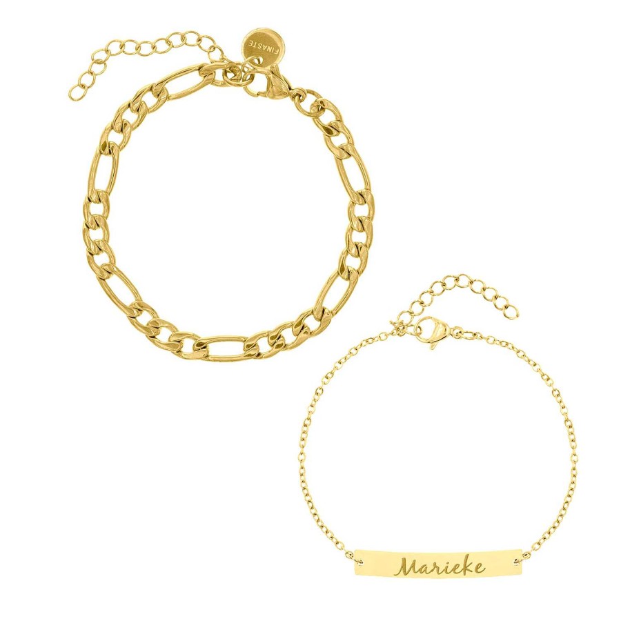 Armbanden Finaste | Armbanden Set Met Naam Kleur Goud