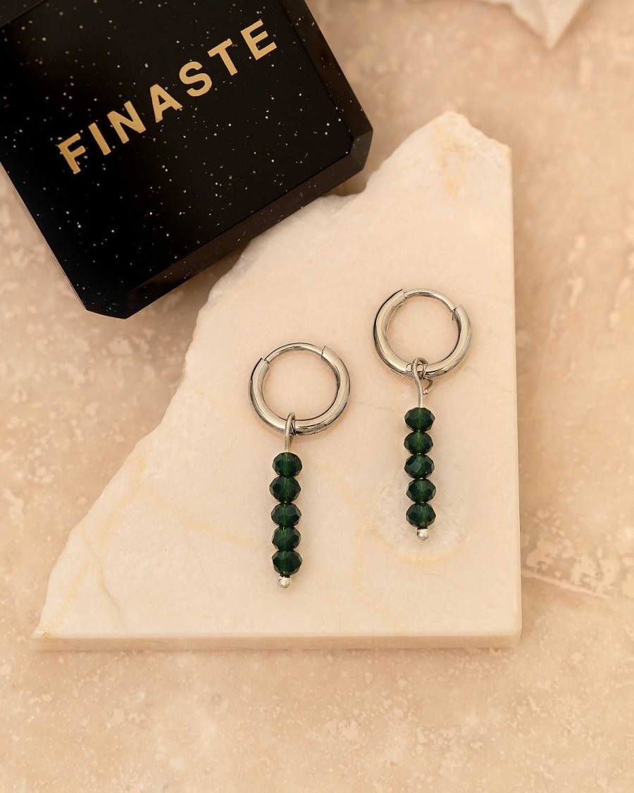 Oorbellen Finaste | Earrings Dark Green Beads