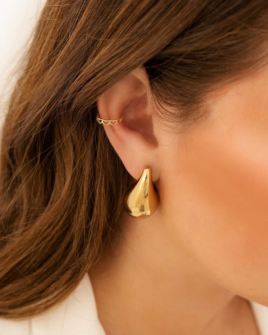 Oorbellen Finaste | Ear Cuff Hartjes Goudkleurig