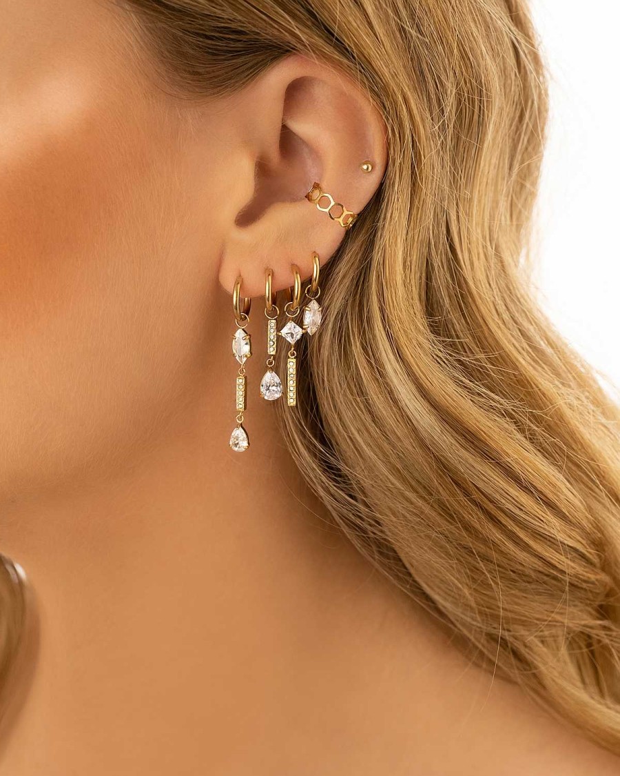 Oorbellen Finaste | Exclusive Crystal Drops Earrings Goldplated