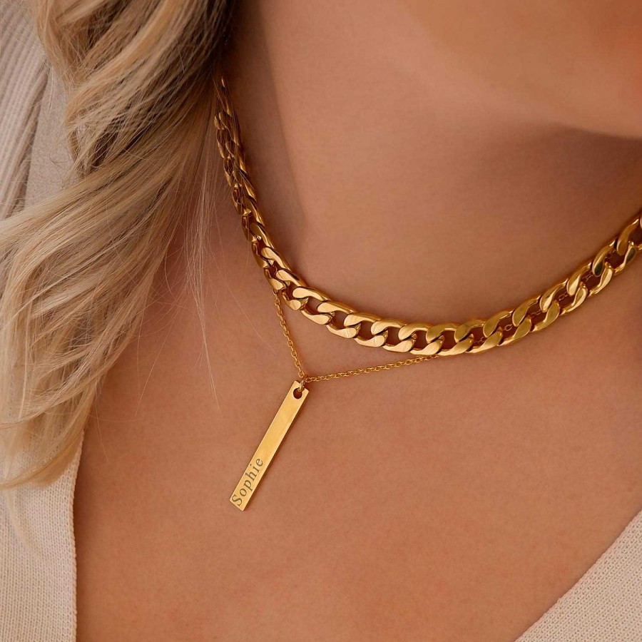 Kettingen Finaste | Naamketting Bar Goud Kleurig