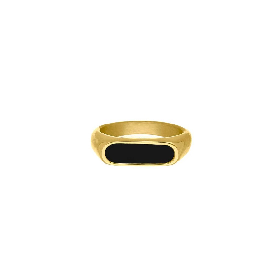 Ringen Finaste | Zegelring Zwart Kleur Goud