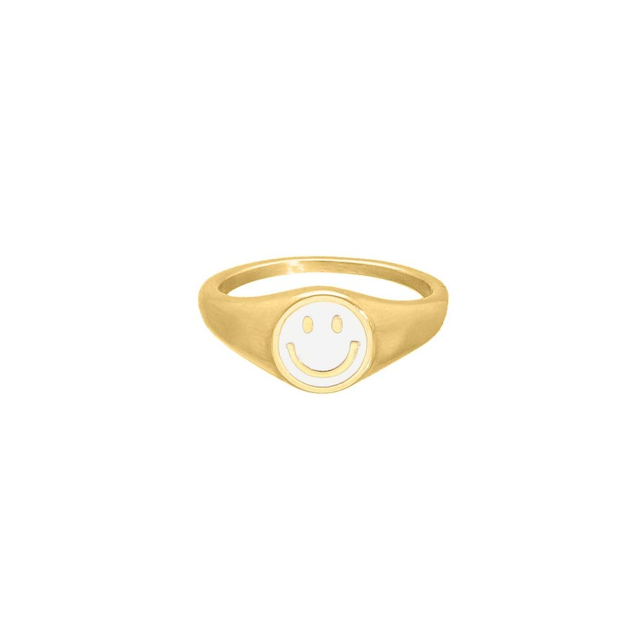 Ringen Finaste | Smiley Ring Wit Goldplated