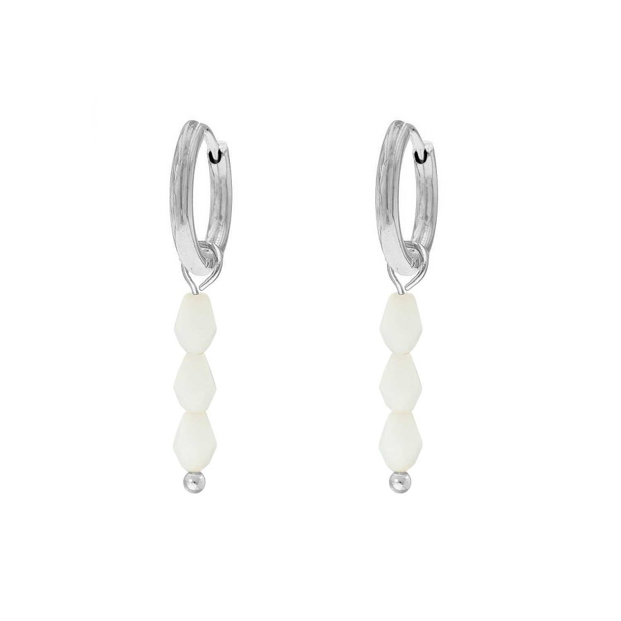 Oorbellen Finaste | Earrings Triple Stones White