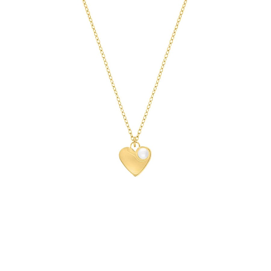 Kettingen Finaste | Heart & Pearl Necklace Goldpated