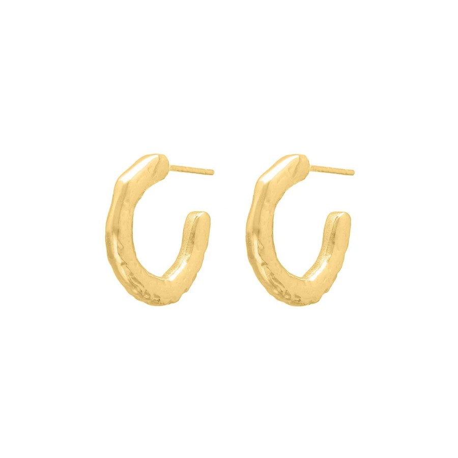 Oorbellen Finaste | Open Hammered Hoops Goldplated