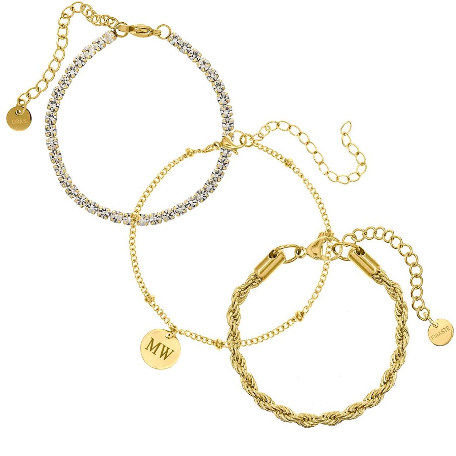 Sieraden Sets Finaste | Tennis Armparty Met Gravering Goldplated