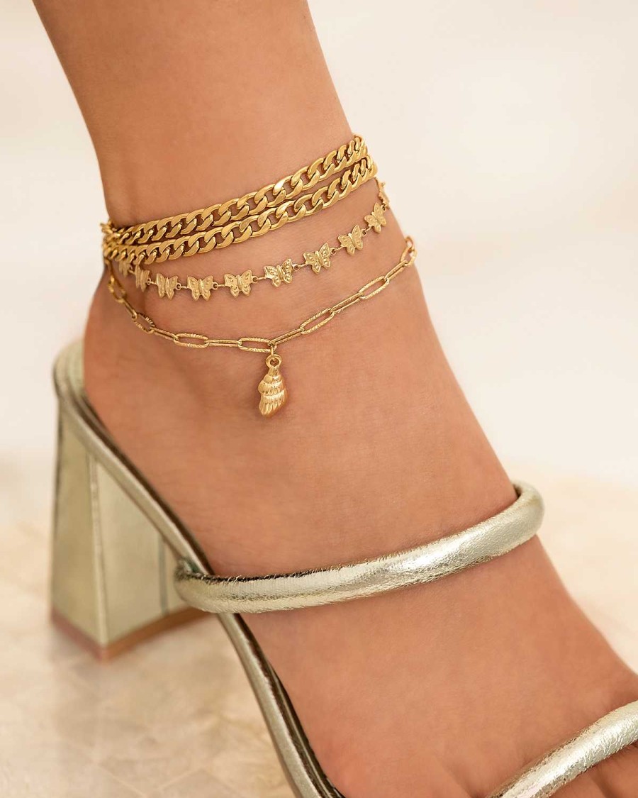 Enkelbandjes Finaste | Chain Anklet Cute Shell Goldplated