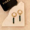 Oorbellen Finaste | Earrings Dark Green Beads Goldplated